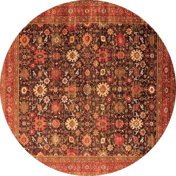Ahgly Company Indoor Round Oriental Orange Industrial Area Rugs, 3' Round