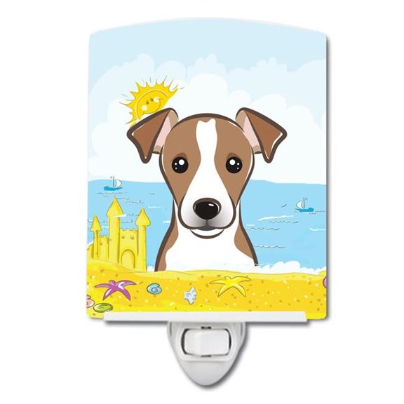 Caroline's Treasures BB2128CNL Jack Russell Terrier Summer Beach Ceramic Night Light, 6x4x3", multicolor