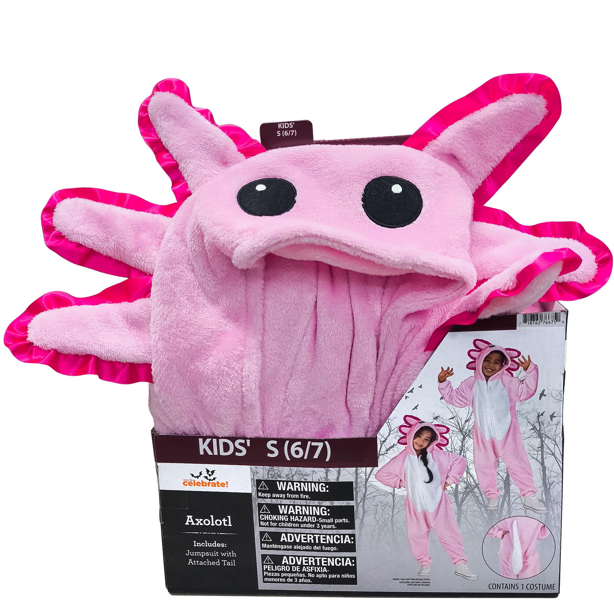 Axolotl Jumpsuit Halloween Costume for Children, Boy's Size S (6/7), by Way to Celebrate
