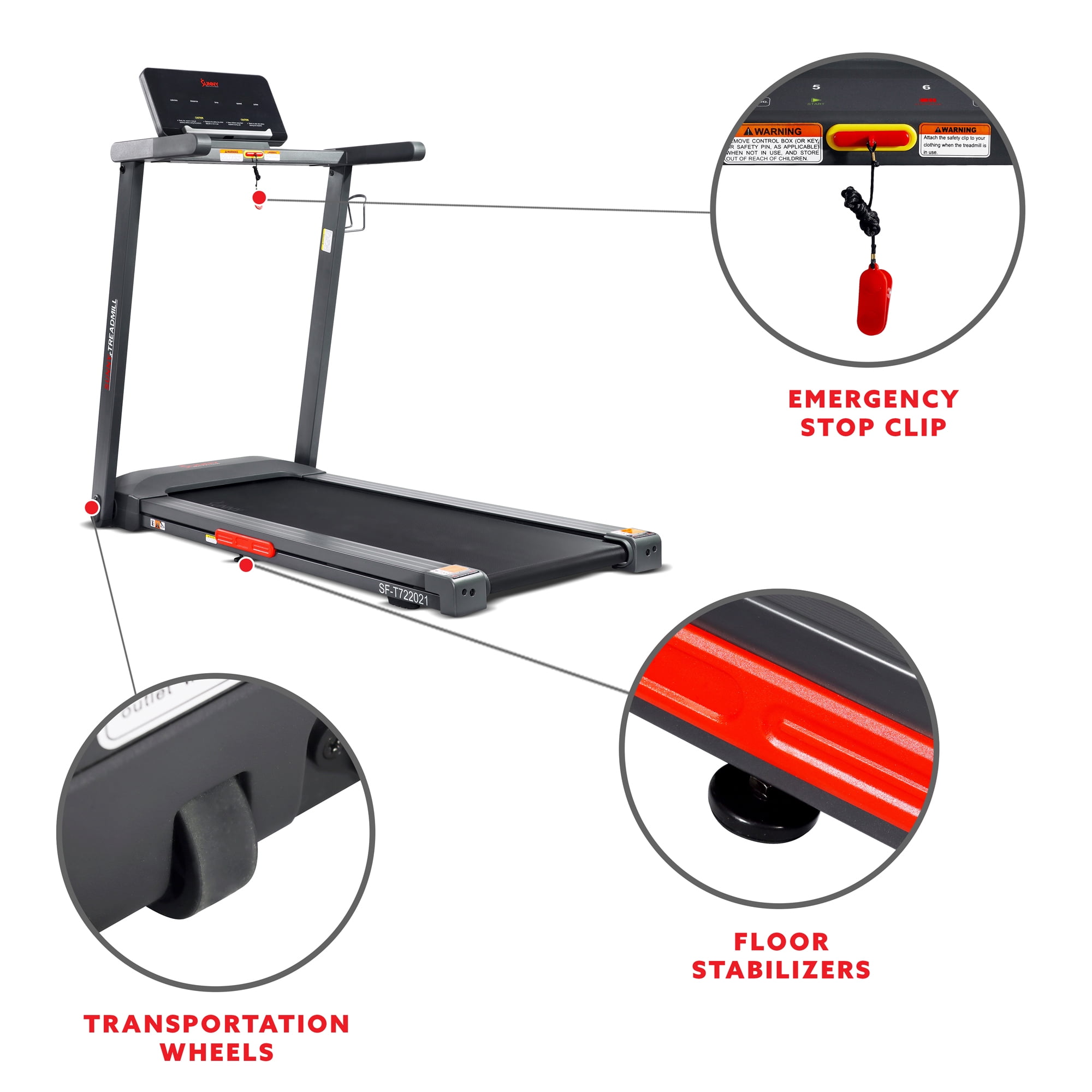 Sunny Health & Fitness Interactive Slim Treadmill 9MPH w Smart Bluetooth & FREE SunnyFit® App – SF-T722021