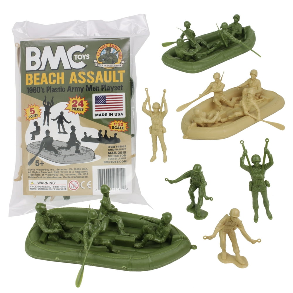 BMC Toys BMC Marx Plastic Army Men BEACH ASSAULT Green vs Tan 24pc