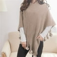 thumbnail image 1 of Autumn And Winter Cape Cape Fringe Horn Buckle Solid Color Irregular Double Fringe Cape Cape Warm And Thick, 1 of 6