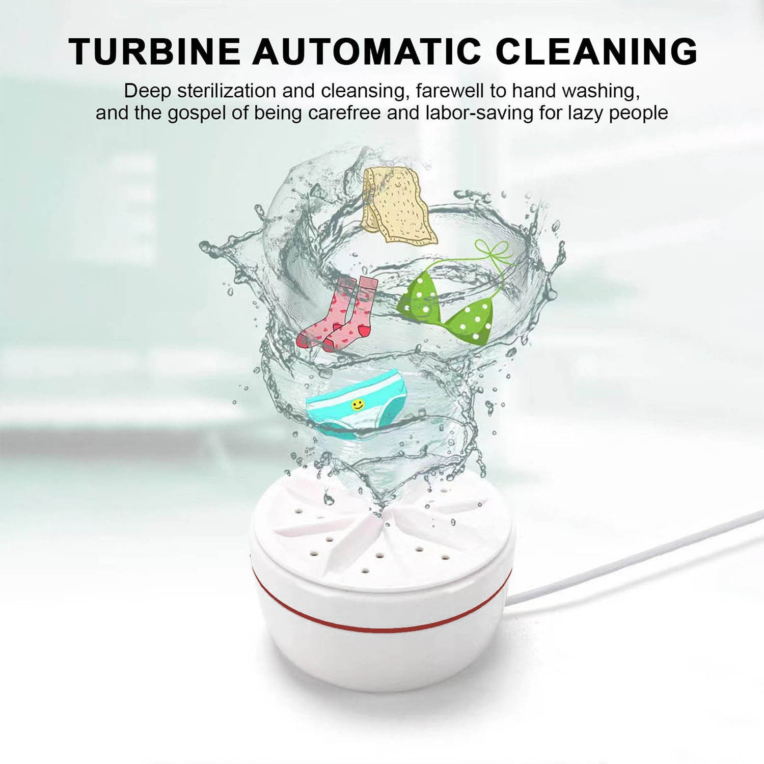Donemore Portable Washing Machine with Suction Cups, USB Powered Turbo Washing Machine Dishwashers Suitable for Home, Business, Travel, College Room, RV, Apartment