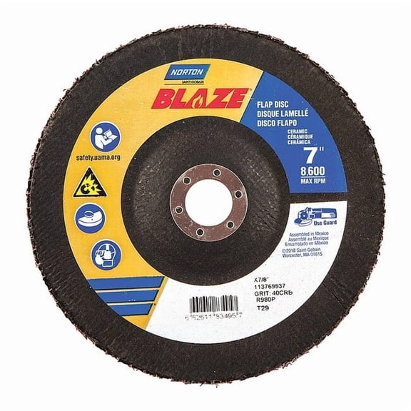 Norton Abrasives Arbor Mount Flap Disc,7in,40,Coarse 66261183495