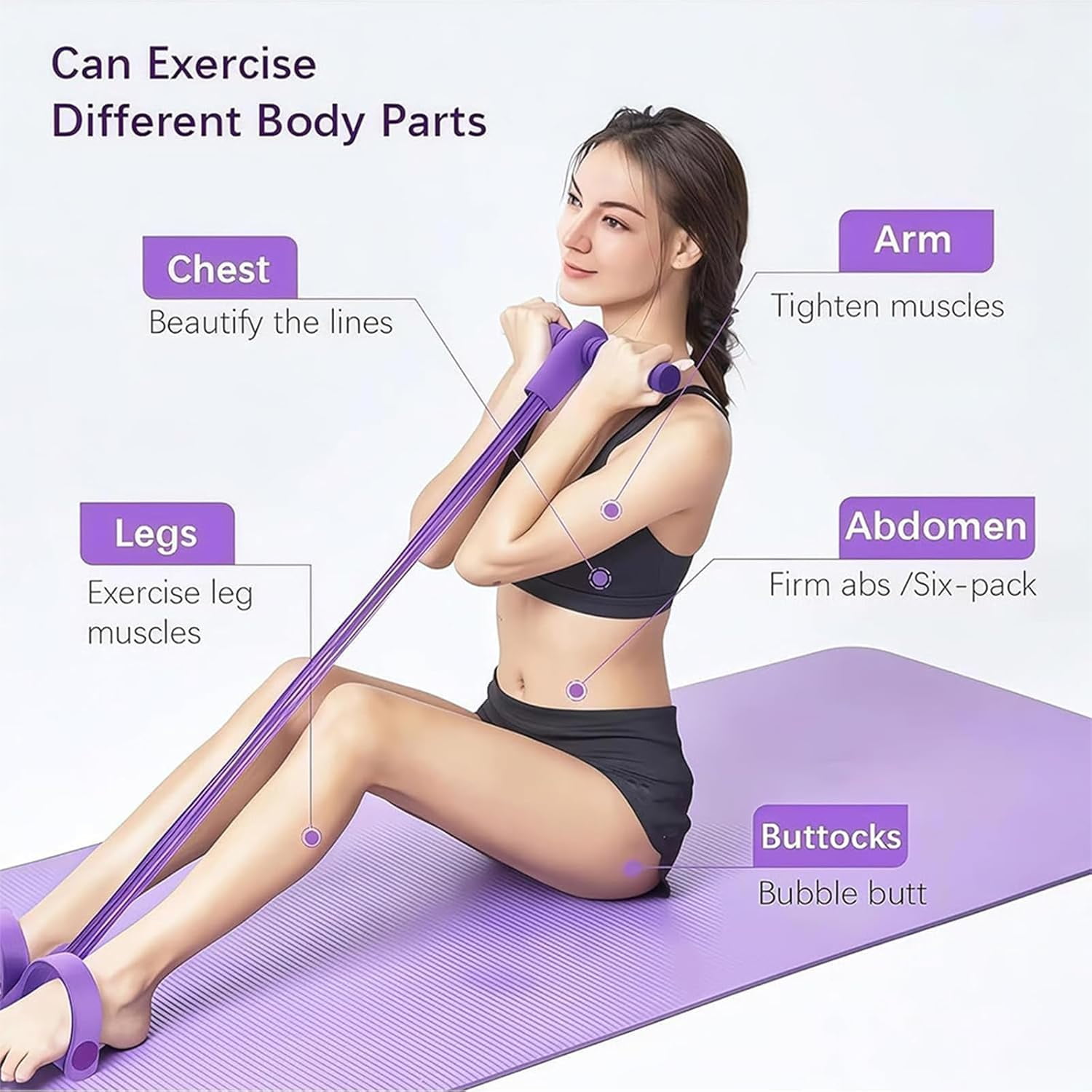 Upgrade 8 Tube Pedal Resistance Device, Pedal Resistance Band with Handle, Fashion Puller Exercise, Detachable and Adjustable Multifunction Fitness Bands for Abdomen, Waist, Arm, Leg