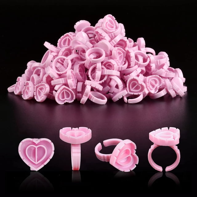 Anneaux de Colle Anneaux de Colle INFILILA pour Extensions de Cils Anneaux Jetables 100PCS pour Cils Belle Forme de Cils Fan de Cils Fleur Colle Tasses Extension de Cils Fournitures Cils pour Extensions de Cils
