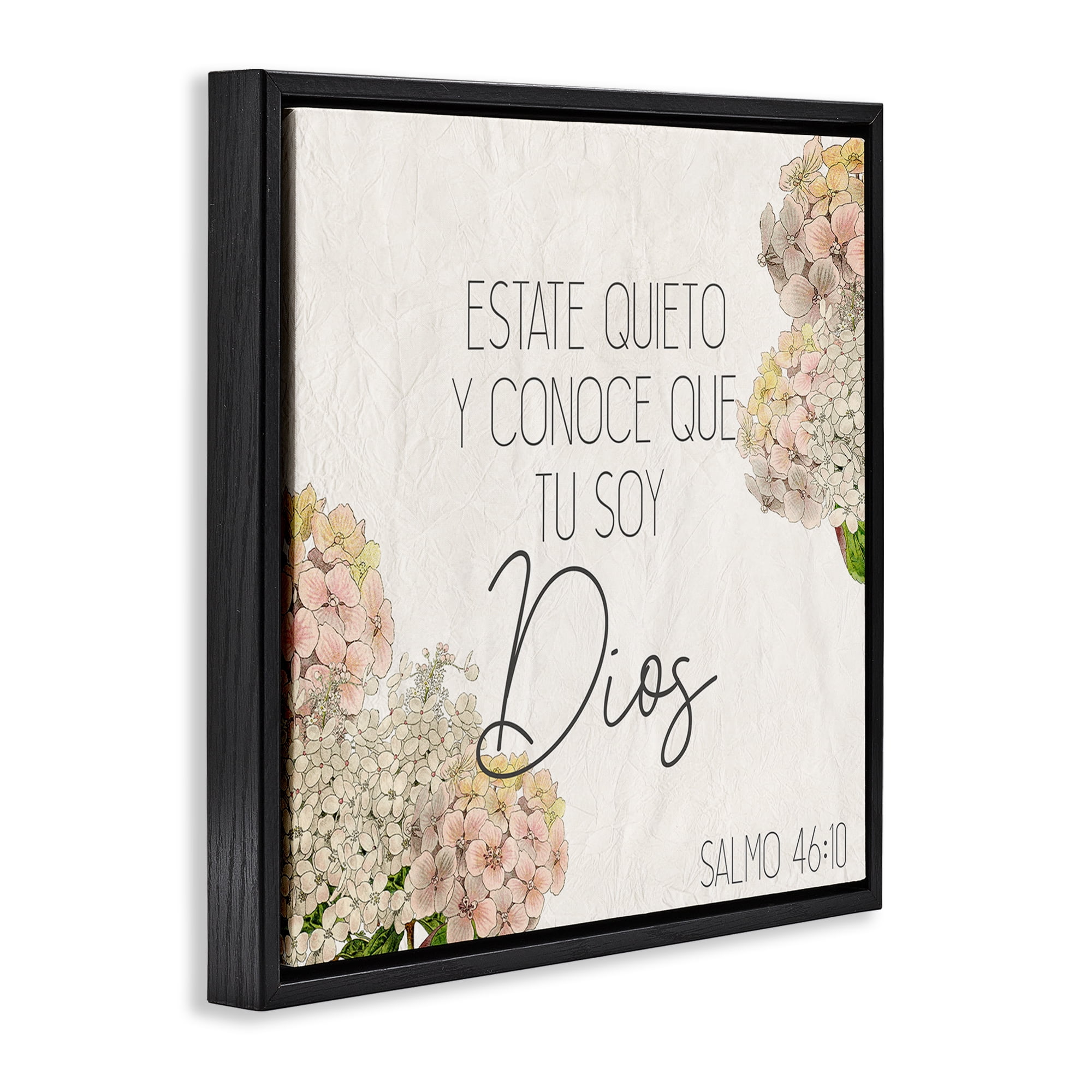 Stupell Industries Estate Quieto Salmo 46:10 Religious Quotes and Sayings Painting Black Floater Framed Art Print Wall Art, 25 x 25