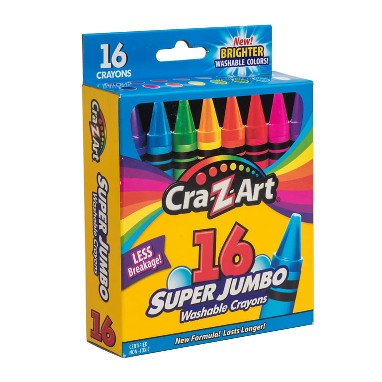 Cra-Z-Art Washable Jumbo Crayons, 16 Assorted Colors, 16/Pack