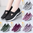 thumbnail image 2 of Yungyresw Women's Walking Shoes Solid Breathable Mesh Arch Support Slip On Shoes Outdoor Comfort Non Slip Athletic Shoes Dark Purple 39, 2 of 9