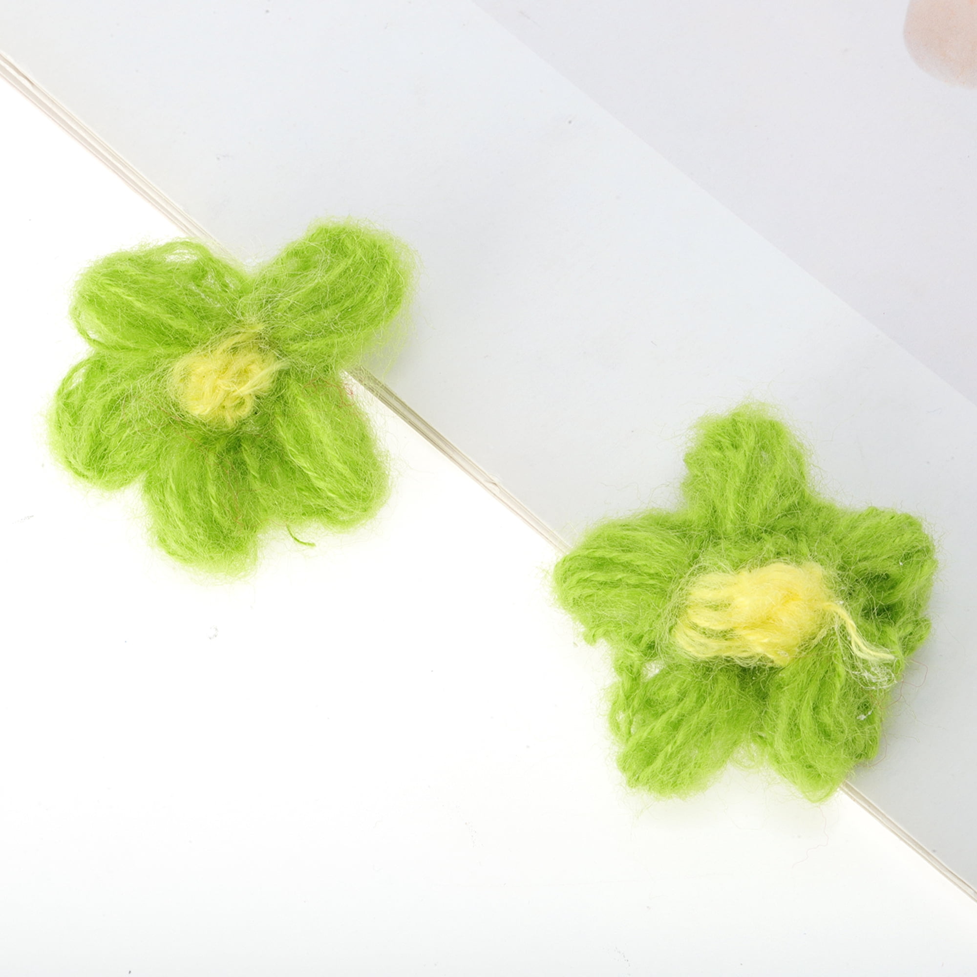 Unique Bargains Wool Yarn Flower Shoelace Charms 1 Pair Green