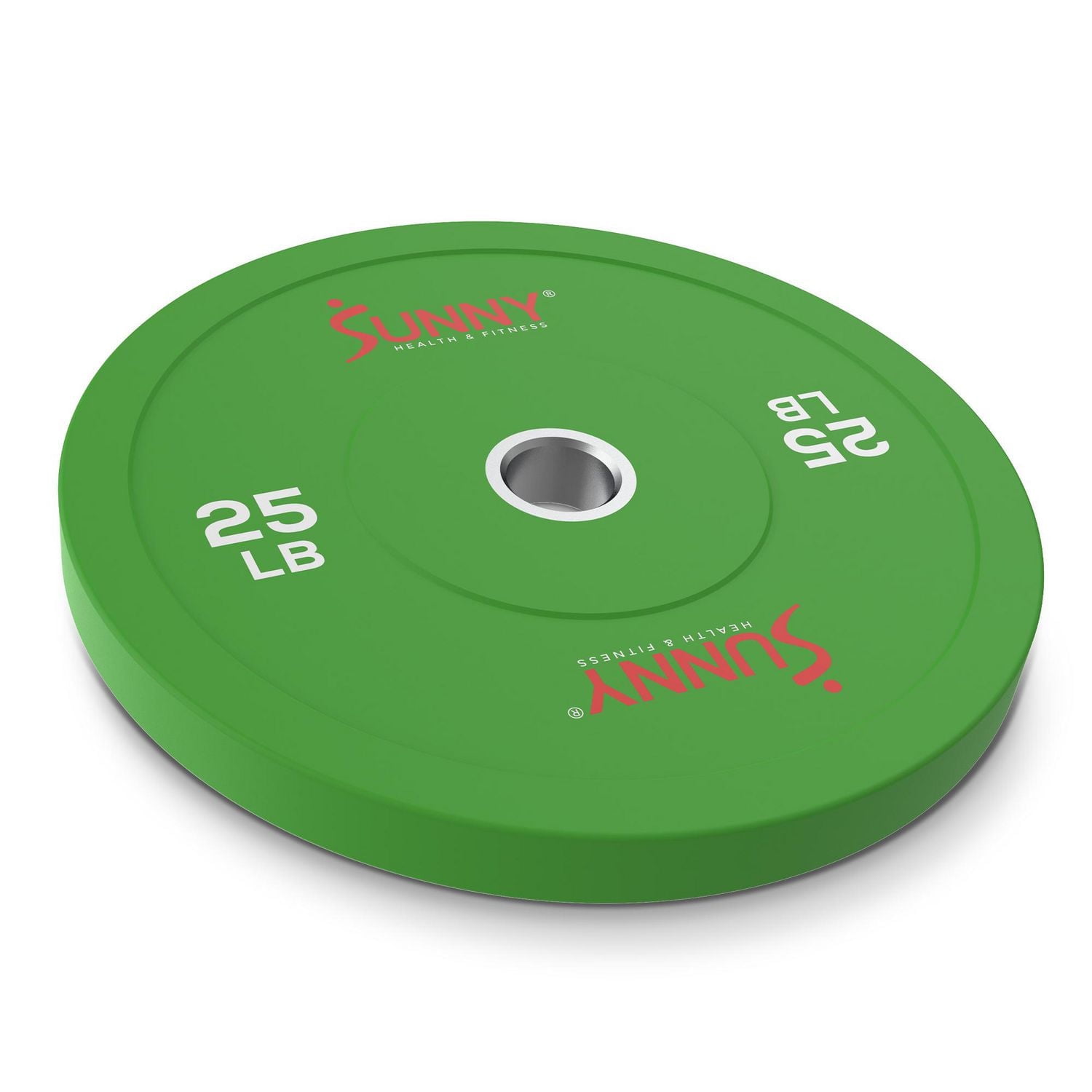 Sunny Health & Fitness Ensemble de Plaques de Poids Olympiques en Caoutchouc de 2 pouces Elite de 25 LB, Paire, Codées par Couleur (Vert) avec Moyeu en Acier