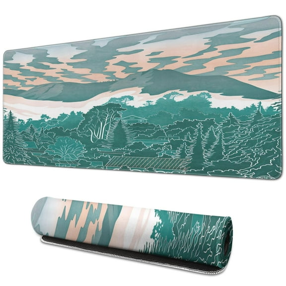 Green Landscape Map mousepad Gamingwaterproofnon Slip for Office Home Work GamingmousepadRubber Base Mousepad with Stitched Edges 31.5x11.8inches