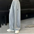 thumbnail image 5 of CHEEREAM Girl's Wide Leg Sweatpants Elastic Waist Drawstring Straight Leg Baggy Jogger Pants with Pockets 5-14 Years, 5 of 9