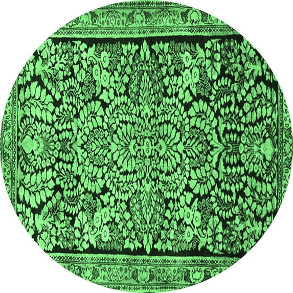 Ahgly Company Indoor Round Persian Emerald Green Traditional Area Rugs, 3' Round