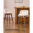 thumbnail image 4 of EYYTHUNG 26" Counter Height Bar Stools Set of 3 Mid Century Modern Farmhouse Swivel Barstools Chenille Fabric Upholstered Bar Height Island Chairs with Curved Backrest, Brown/Beige, 4 of 8