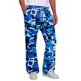 thumbnail image 4 of Men's Camo Cargo Pants Casual Elastic Drawstring Waist wide Leg Pants Lightweight Outdoor Hiking Relaxed Fit trousers with Multi Pockets Navy S, 4 of 7