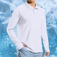 thumbnail image 2 of Men's Swim Shirts Long Sleeve Golf Polo Shirts for Men Quick Dry UPF 50+ Sun Protection Polos Casual Collared Shirts with Thumb Holes Big and Tall Size M-3XL White, 2 of 9