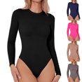 thumbnail image 4 of Justaucorps pour Femmes Manches Longues Col Rond Contrôle du Ventre Couleur Unie Basique une-Pièce Gainant, 4 of 7