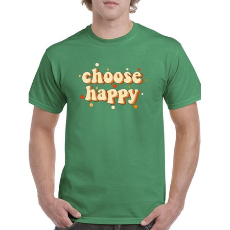 Choose Happy Retro Slogan. T-Shirt Men -Image by Shutterstock Male Medium