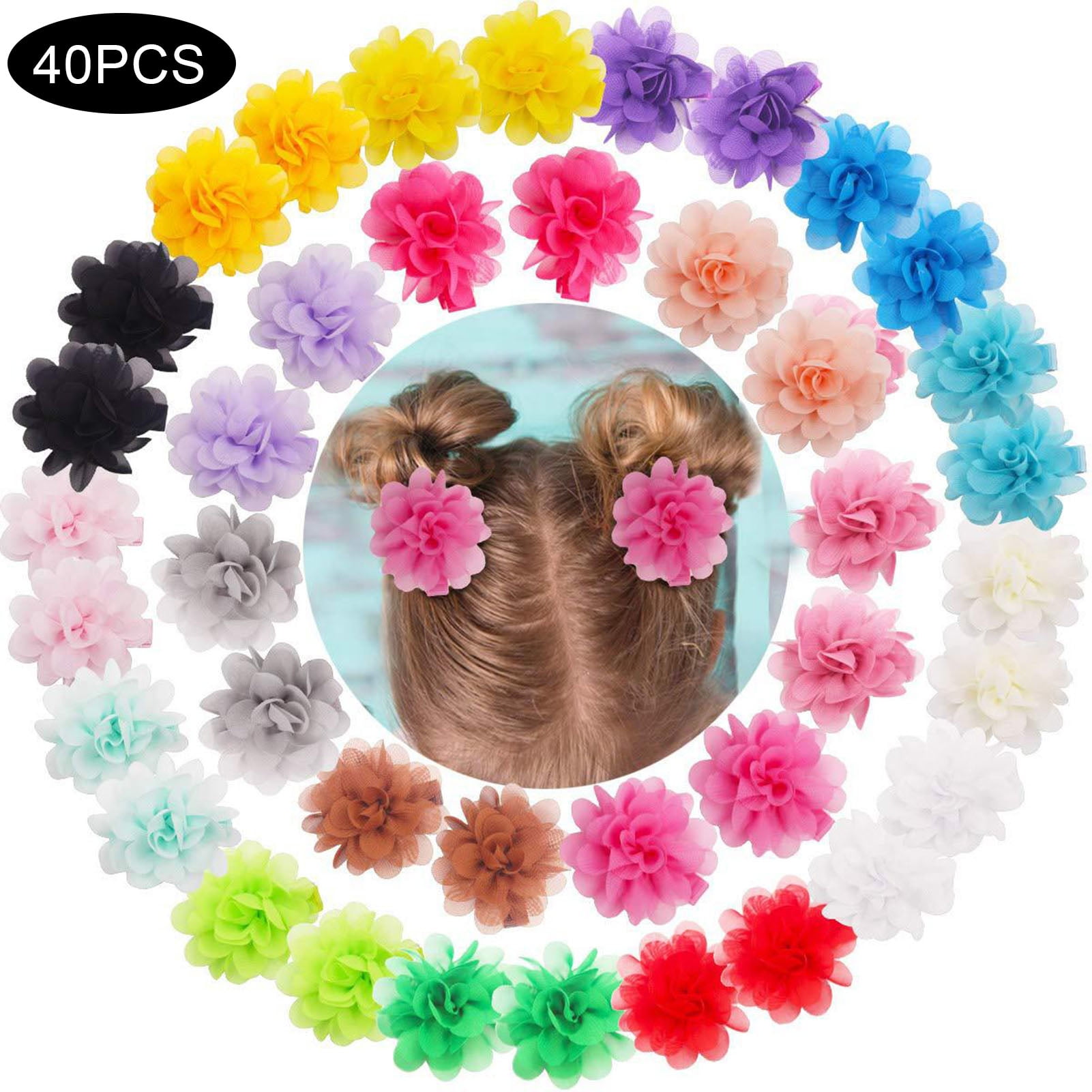 10 Pcs Colorful Solid Grosgrain Ribbon Bows Clips Hairpin Girl's Hair Bows