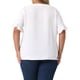 thumbnail image 3 of Blusa de chiffon casual de manga corta con volantes y escote en V para mujer de tallas grandes Agnes Orinda 3X blanca, 3 of 5