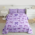 thumbnail image 2 of Feelyou Modern Cartoon Bow Queen Comforter Set, Fashion Princess Ribbon Bedding Sets, Dreamy Purple Abstract Reversible Bedding Comforter Set, Luxury Bedroom Decor, 3 Pieces, 2 of 8
