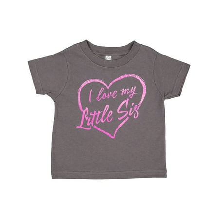 

Inktastic I Love My Little Sis in Pink Chalk Heart Gift Toddler Boy or Toddler Girl T-Shirt