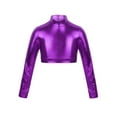 thumbnail image 1 of CHICTRY Kids Girls Long Sleeves Glossy Crop Top for Dancing Performance,Sizes 6-14, 1 of 5