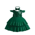 thumbnail image 2 of uublik Little Girl Dresses Size 1T-8 Sleeveless Princess Sequin Dresses Flower Girl Wedding Birthday Party Dresses Green, 2 of 4