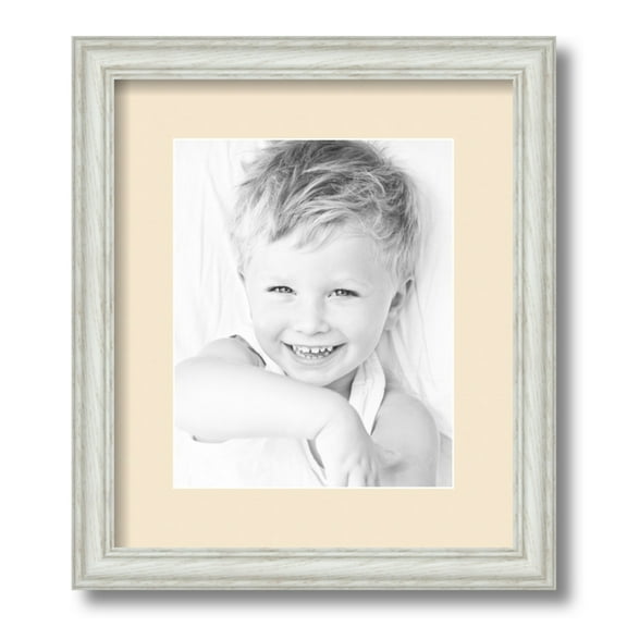 ArtToFrames 12x14 Matted Picture Frame with 8x10 Single Mat Photo Opening Framed in 1.25 Off White Wash on Ash and 2 Alabaster Mat (FWM-4098-12x14)
