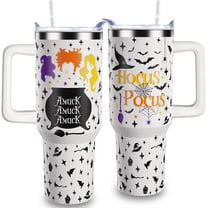 Halloween Gifts For Women-Hocus Pocus Tumbler 40oz Witch Tumbler With Handle Lid and Straw-Stainless Steel Insulated Travel Coffee Cup-Halloween Gifts For kids
