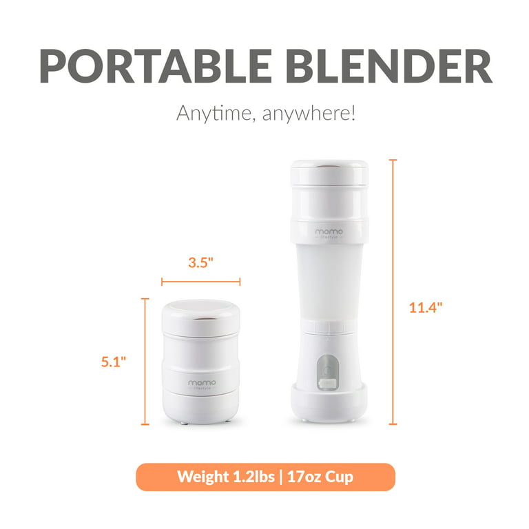 Momo Lifestyle Portable Blender Collapsible on The Go Blender for Shakes and Smoothies BPA Free Personal Rechargeable Blender to Go for Healthy