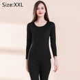 thumbnail image 2 of Women’s Thermal Long Johns Sets Fleece Lined 2 Pcs Underwear Top & Bottom Pajama Set Double side wearable - Moon Night Black, 2 of 6