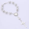 thumbnail image 5 of Pulsera Cruzada Cruzada Puerta Artificial Rosario Pulsera Joyería para Mujeres y Niñas (Plateado), 5 of 5