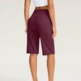 thumbnail image 6 of ABATAB Women's Pize Size Workout Shorts with Pockets Bermuda Athletic Gym Shorts Elastic Waisted Wide Leg Walking Running Casual Shorts, 6 of 7