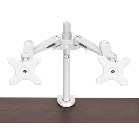 Double Arm Desk Mount - OFM Clamp Mounted Double Monitor Desk Arm, Silver