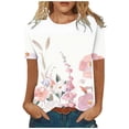 thumbnail image 1 of Womens Short Sleeve Round Neck Printed Loose Tops Blouse T-shirt, 1 of 1