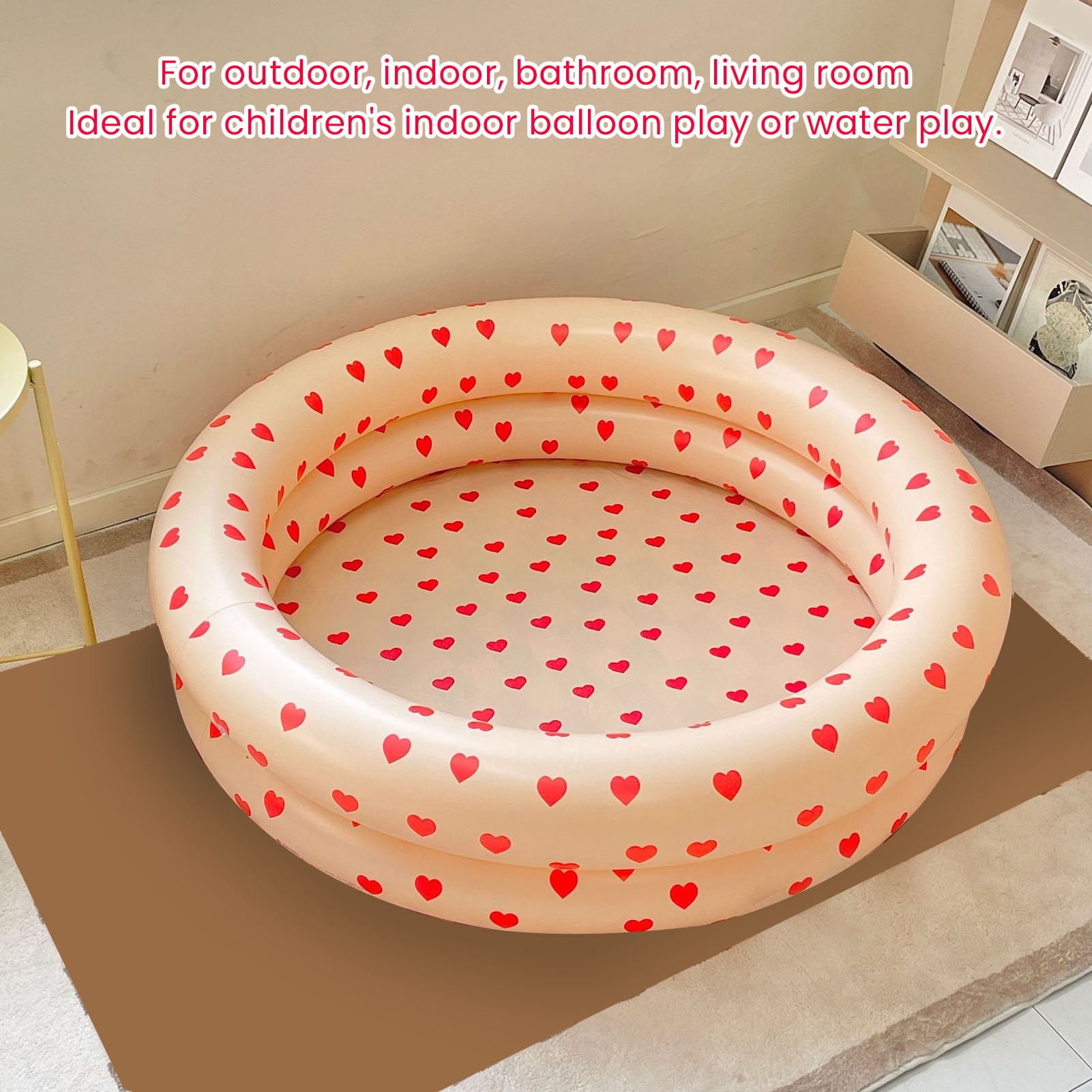 Round Baby Paddling Pool, Soft Inflatable Floor, 34.3" Diameter, Safe Convenient For Little Ones