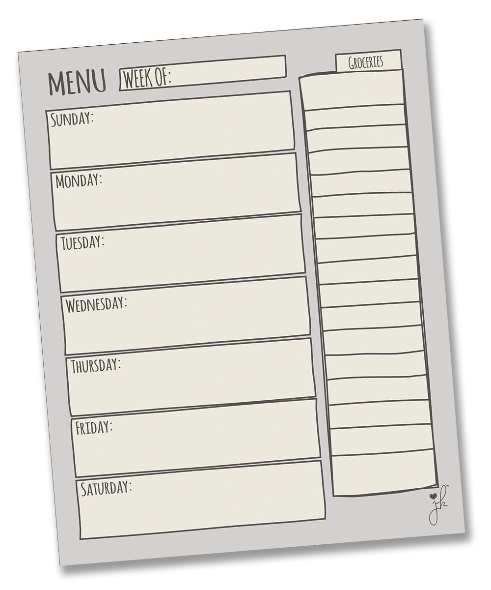 Jennakate Grey Magnetic Menu Dry Erase - 11"x 14" - Ideal for Shopping List, Checklist, Health and Diabetic Meal Planner- Family Command Center  - Two Liquid Chalk Dry Erase Markers