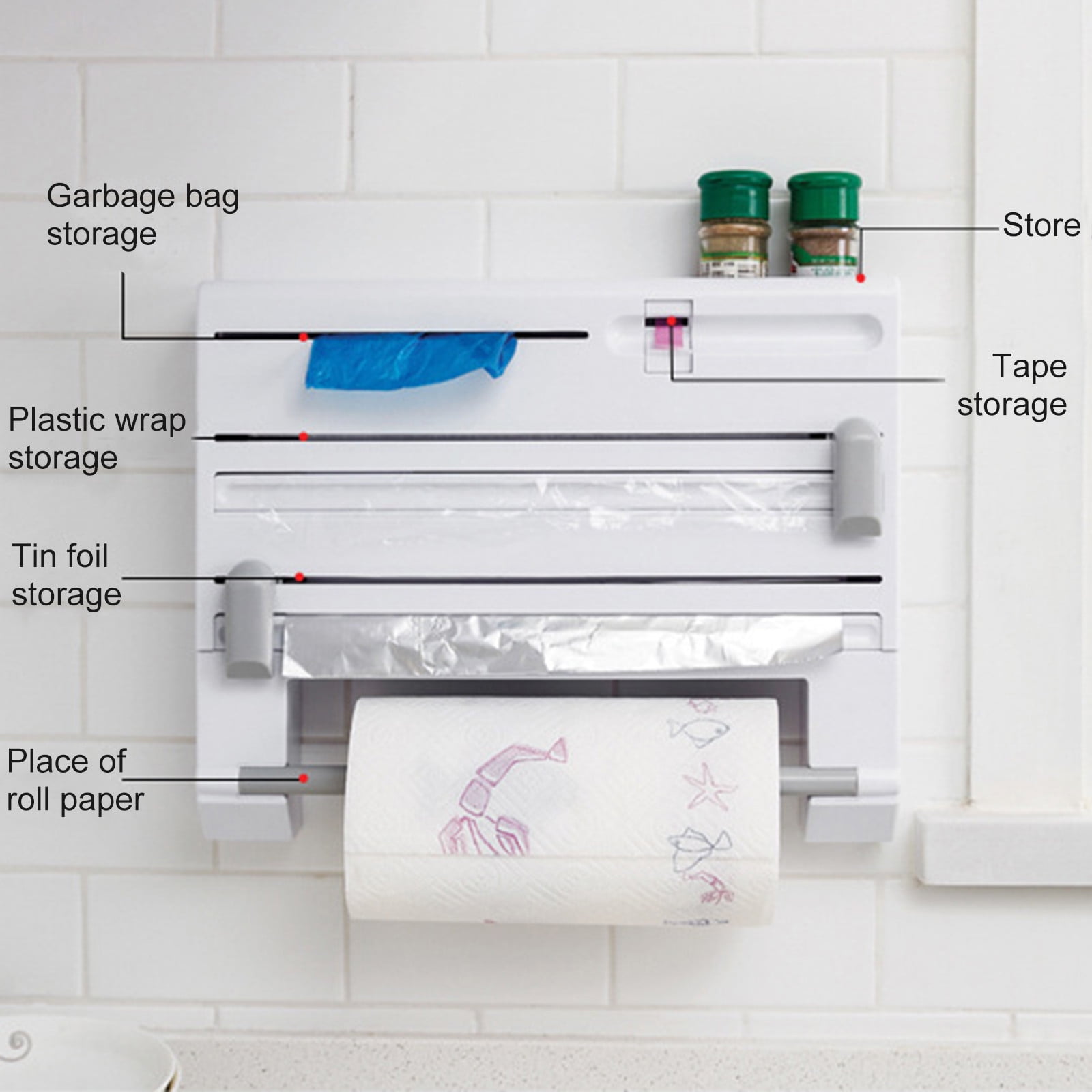 1pc Kitchen Paper Towel Holder, Cabinet Hanging Storage Rack For Paper  Towels, Cling Film And Dish Towels (No Drilling Required)