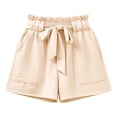 thumbnail image 4 of Babcutegg Girls High Waisted Shorts, Casual Loose Fit Tie Waist Shorts, Wide Leg Summer Shorts for Girls Ages 5-14 Beige Size 10, 4 of 5