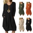 thumbnail image 4 of Vestido De Manga Larga Vestido Largo Plisado En La Parte Delantera Vestido Suelto De Mujer Vestido De Otoño De Color Puro ANGGREK Otros, 4 of 6