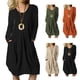 thumbnail image 3 of Vestido De Manga Larga Vestido Suelto De Mujer Vestido De Otoño De Color Puro Vestido De Mujer Frente Plisado Manga Larga Cuello Redondo Color Puro Casual Vestido Suelto Con ANGGREK Otros, 3 of 6