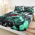 thumbnail image 3 of Manfei Spooky dinosaur Full Size Sheets,Cyan Wild Animal Bed Sheets,Natural Plant Monstera Sheet Sets For Teens Boys,Luxury Bedroom Decor,4-Piece, 3 of 7