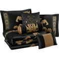 thumbnail image 2 of Chezmoi Collection Royal Luxury Jacquard Floral Comforter Set, Queen, Black/Gold, 7-Piece, 2 of 5