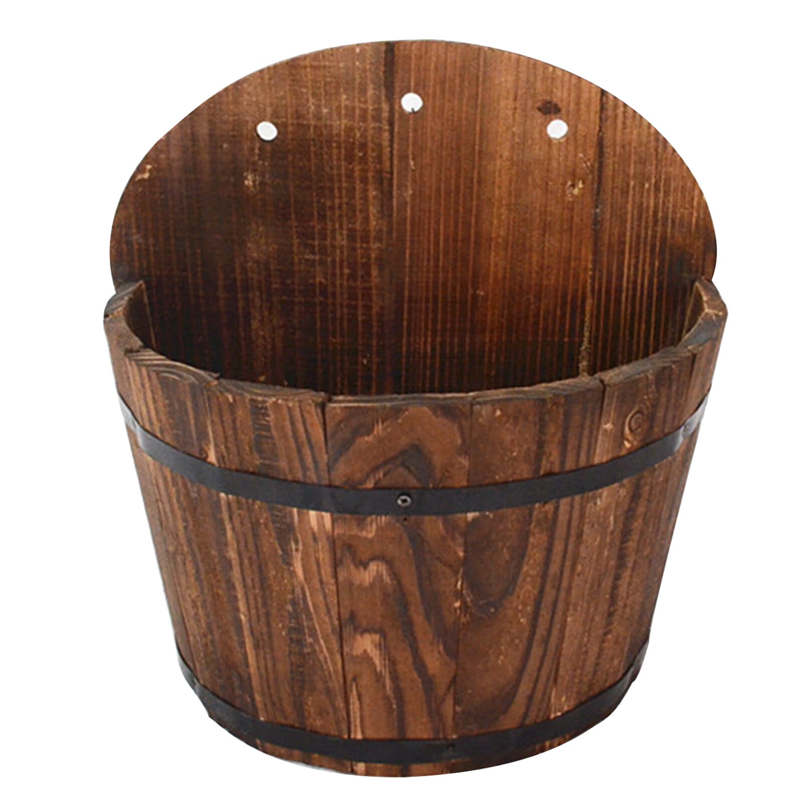 Geruite Hangings Wooden Bucket Planter Wall Mount Barrel Flower Pot
