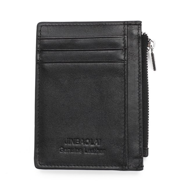 Cartera de cuero, estuche portatarjetas de crédito con bloqueo RFID negro, monedero con cremallera, caja de regalo original Idea de regalo kaili Sencillez