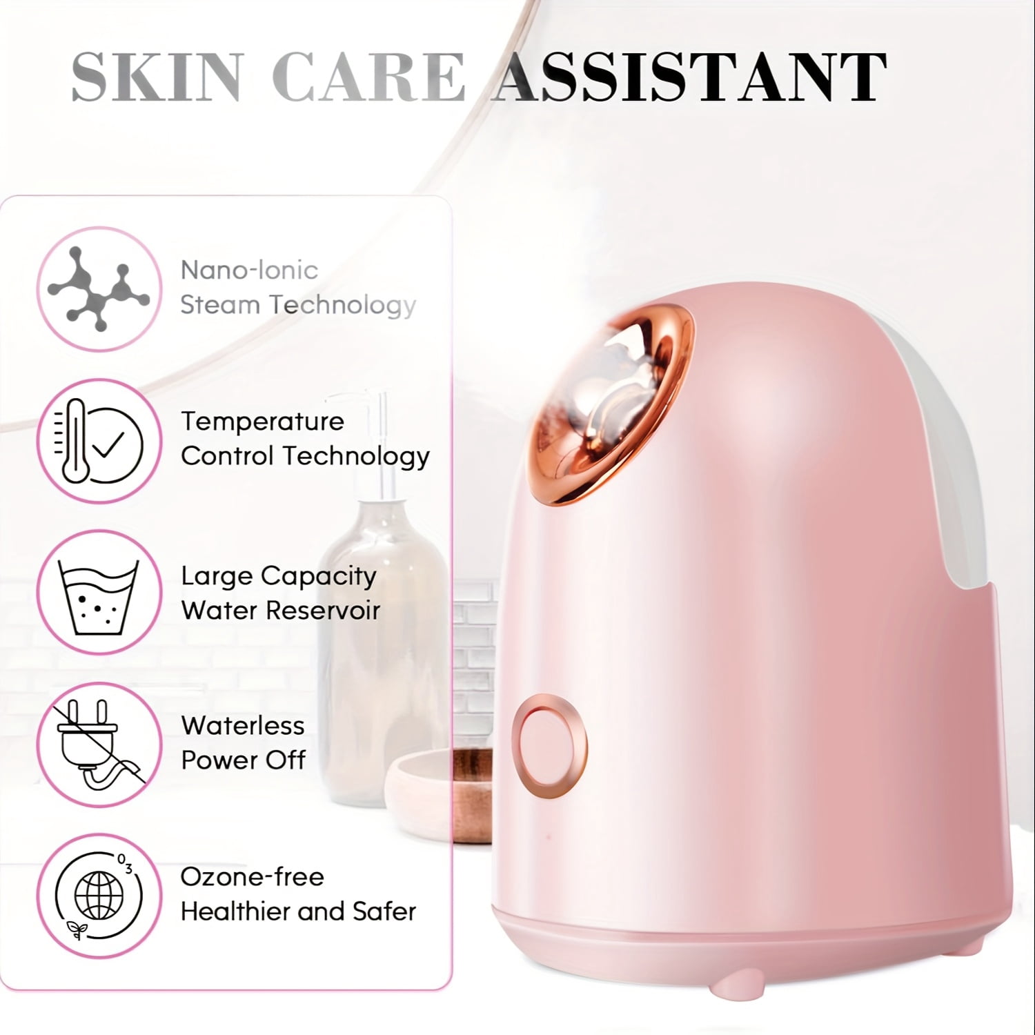 Nano Ionic Facial Steamer - Hot Mist Humidifier with One-Touch Start for Deep Moisturizing, Home Spa Face Hydration Beauty Instrument, Ideal Gift for Women