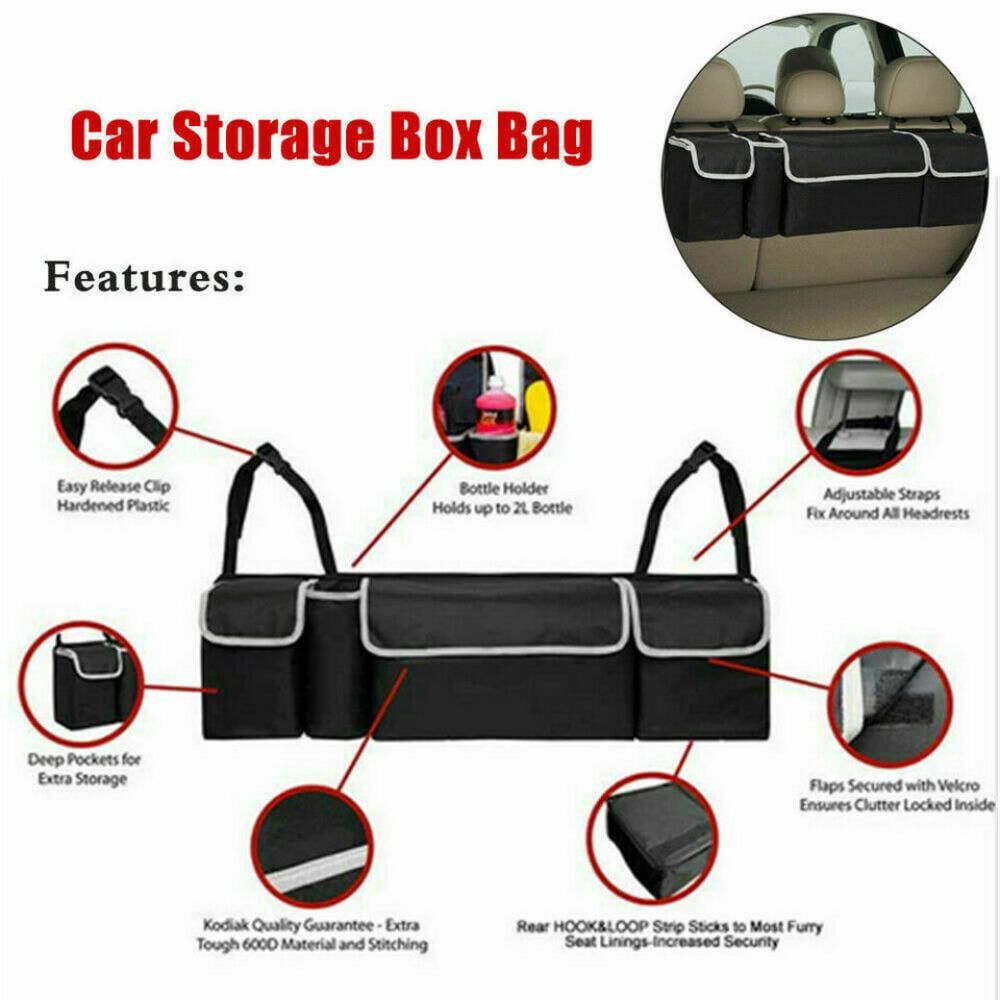 Oufan Car Trunk Organizer, Backseat Hanging Organizer for SUV, Seat Back Car Organizer Storage Bag with 4 Large Pockets, Free Your Trunk Floor Space, Black