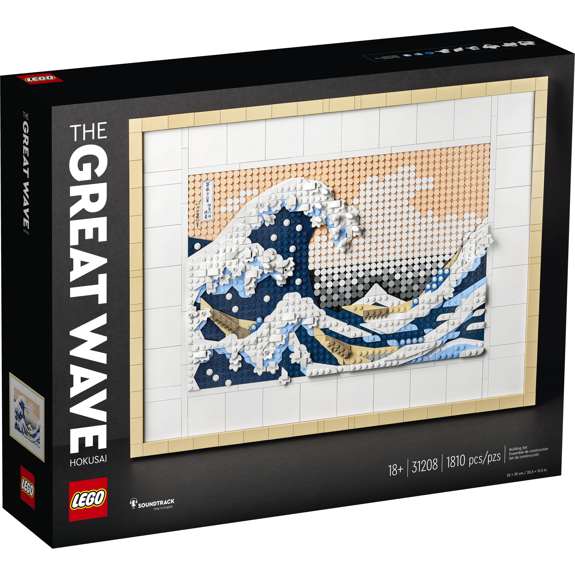 LEGO Art La Gran Ola de Hokusai Marco de Arte Japonés de Pared Set de Construcción - Decoración de Pared 3D Única para Hogar, Habitación u Oficina - Manualidades para Adultos, Mayores de 18 Años - Regalo para el Día de la Madre - 31208 2